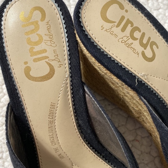 Circus Sam Edelman Black Espadrille Wedge Sandals Size 7.5 - Picture 2 of 13